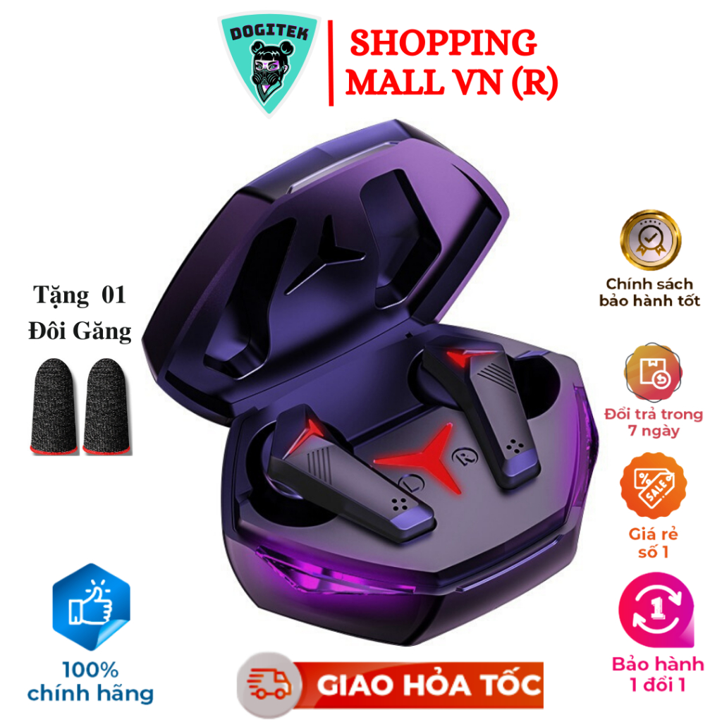 [Combo Tặng găng tay ] Tai nghe Bluetooth Gaming 5.2 Tai nghe Gaming không dây Chống ồn chủ động HiFi Stereo