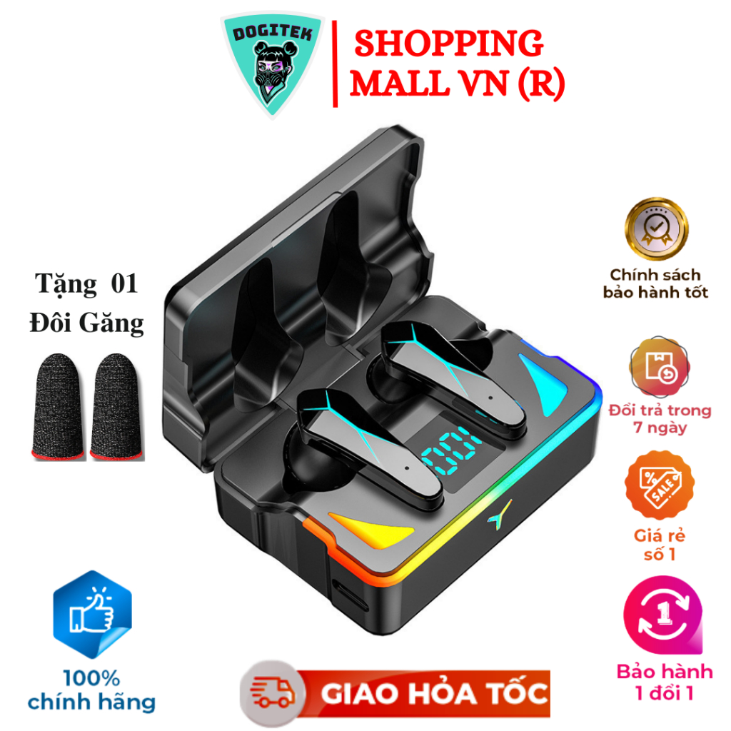 Tai nghe Bluetooth Gaming 5.1 kèm găng tay game cao cấp, tai nghe không dây X7 không trễ âm có chế độ kép ( Bản quốc tế)