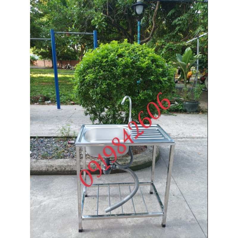 Bồn rửa chén bát 1 ngăn lớn đa năng inox 304 có chân giá rẻ tại TP HCM
