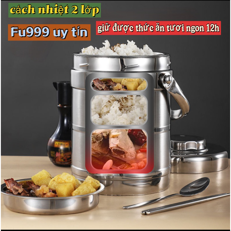 Cặp Lồng Inox 1.9L Hộp Đựng Cơm CàMên Đựng Canh Chất Liệu 304 Giữ Nhiệt Cao Cấp