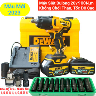   Lực Siết 980Nm  Máy Siết Bulong DEWAT Máy Bắn Ốc Vặn Vít Đầu Đặc 1 2 Động Cơ Không Than Chuyên Mở Ôc Nồi Xe Máy Tay Ga 