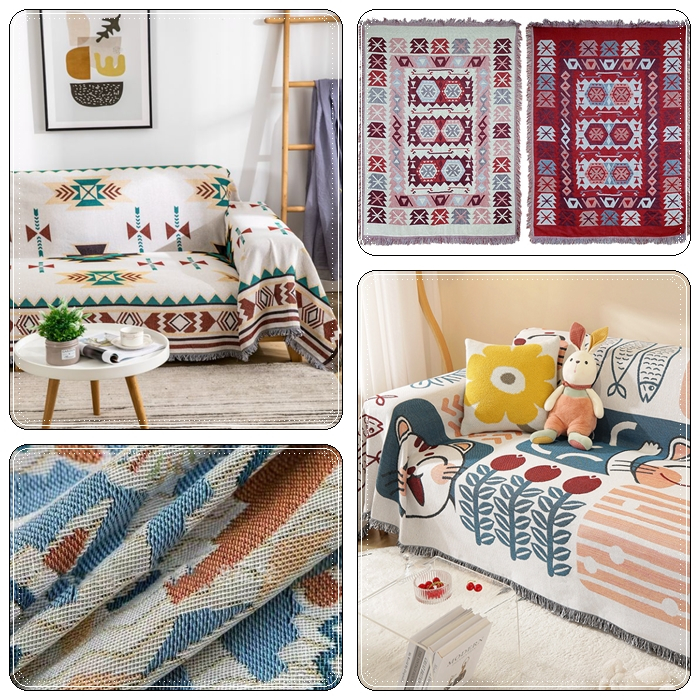 (THỔ CẨM VINTAGE) CHĂN THẢM PHỦ SOFA DÀY CHẮC họa tiết đẹp, nhiều mẫu, Khăn trải bàn trang trí