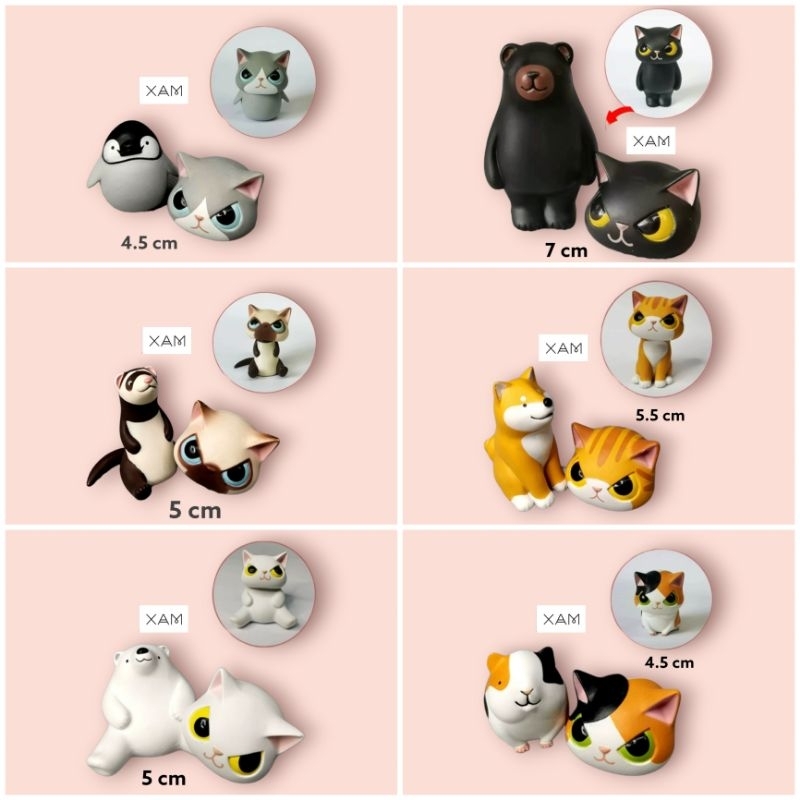Mô hình mèo trang trí, động vật cải trang thành mèo để bàn xinh xắn