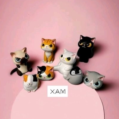 Mô hình mèo trang trí, động vật cải trang thành mèo để bàn xinh xắn