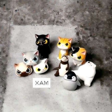 Mô hình mèo trang trí, động vật cải trang thành mèo để bàn xinh xắn