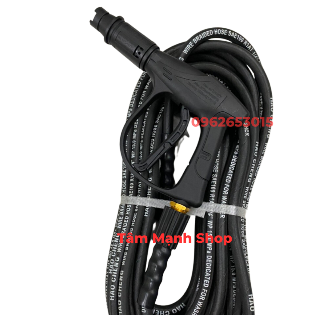 Dây rửa xe 10, 15, 20m, Dây rửa xe áp lực cao lõi thép ren 22mm