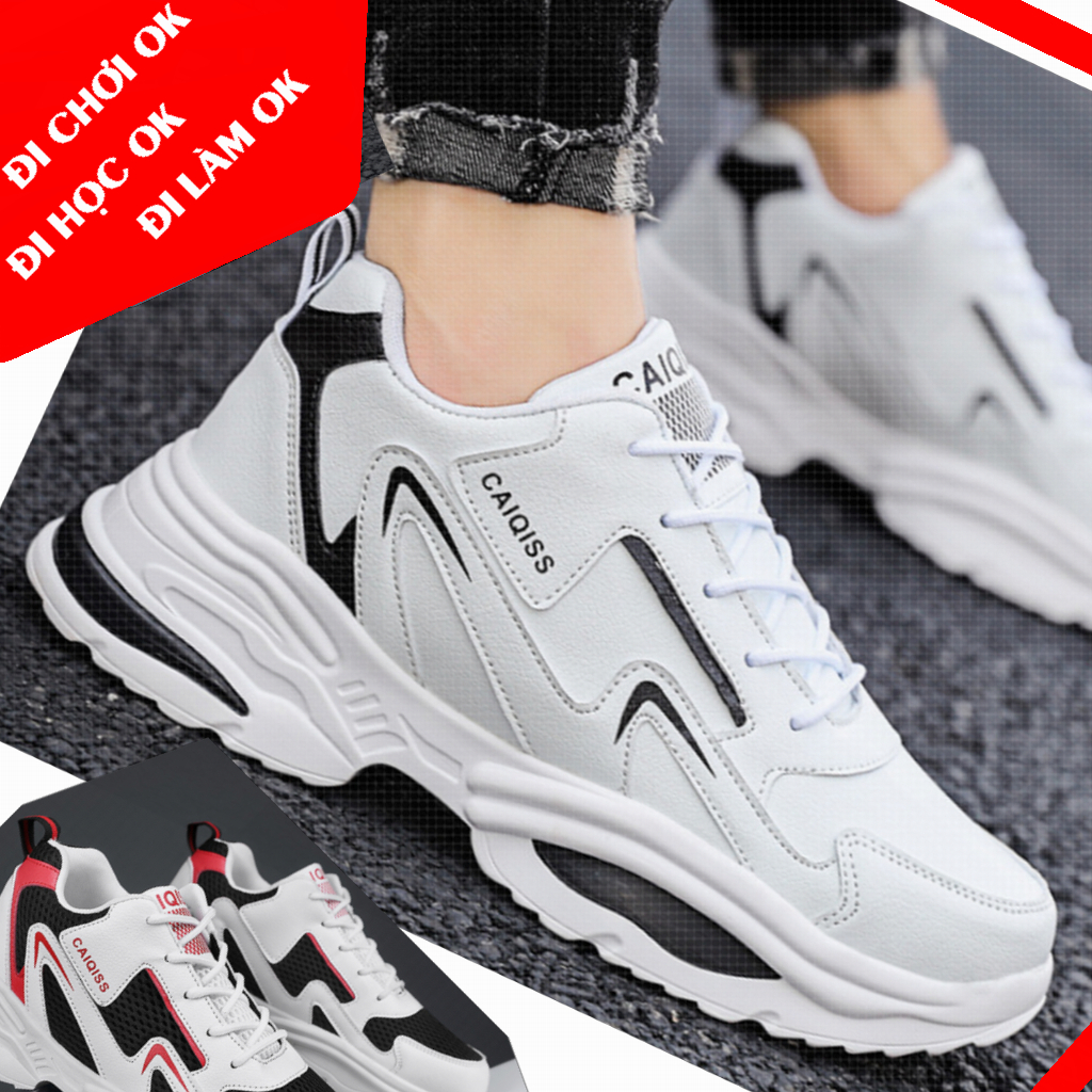 Giày thể thao nam da phối lưới thời trang thoáng khí rẻ đep