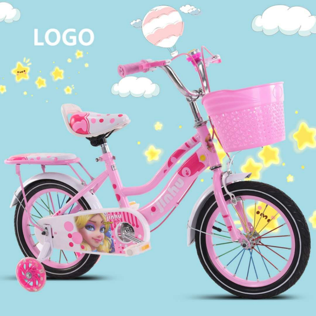 xe đạp trẻ em dáng mini 2 khung, Xe đạp mini nữ trẻ em cỡ bánh 12/14/16/18 inch cho bé từ 3- 9 tuổi có bánh phụ tập đi