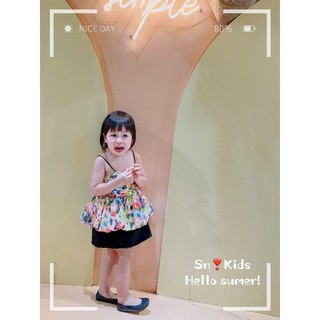 Sét váy bé gái áo bí 2 dây chân váy 10-26kg