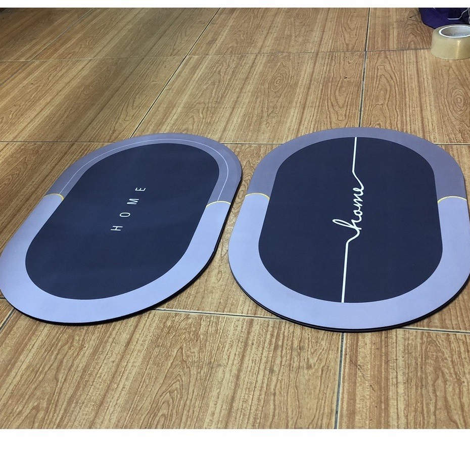 Thảm Lau Chân Phòng Tắm Silicon Siêu Thấm Hút Nước, Đế Cao Su Chống Trơn Trượt