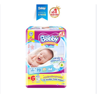 Bỉm/Tã dán Bobby sơ sinh Xs70 hàng cộng miếng