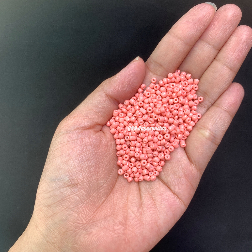 10g Hạt cườm thủy tinh 3mm màu đục  dùng làm vòng tay, vòng cổ, trang sức diy