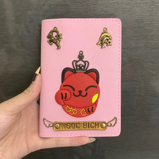 Vỏ bọc hộ chiếu Hồng pastel (free khắc tên, gắn 1 charm logo)