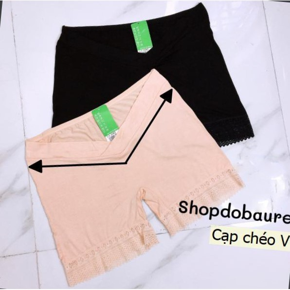 Quần đùi bầu cạp chéo size 52->72kg, Mặc ngủ và mặc trong váy -