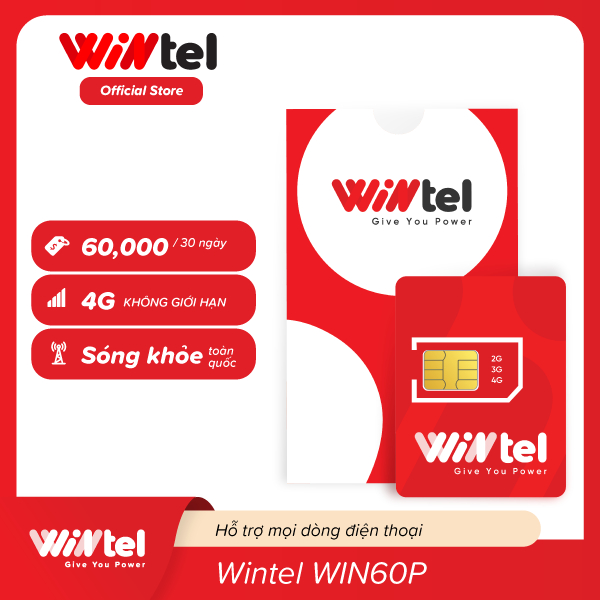 SIM 4G Wintel Win60P - Sim Data Không Giới Hạn