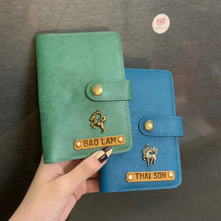 Vỏ hộ chiếu xanh (free khắc tên chủ nhân, 1 charm gắn)