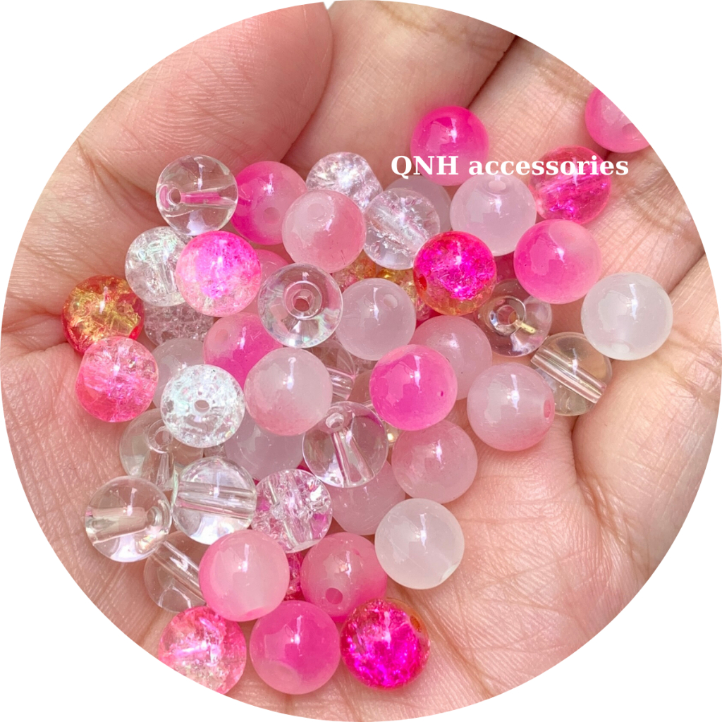 Set 25 hạt đá 8mm mix màu xỏ vòng tay thời trang