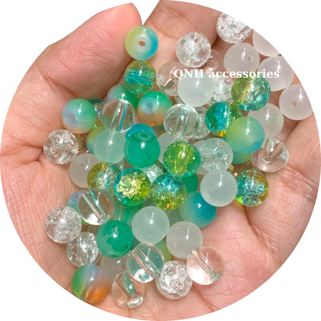 Set 25 hạt đá 8mm mix màu xỏ vòng tay thời trang