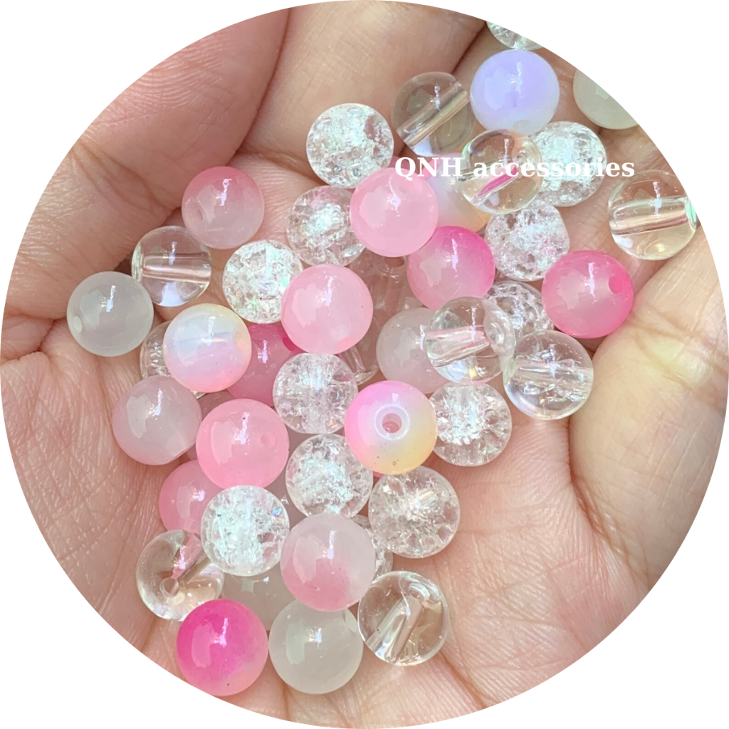 Set 25 hạt đá 8mm mix màu xỏ vòng tay thời trang
