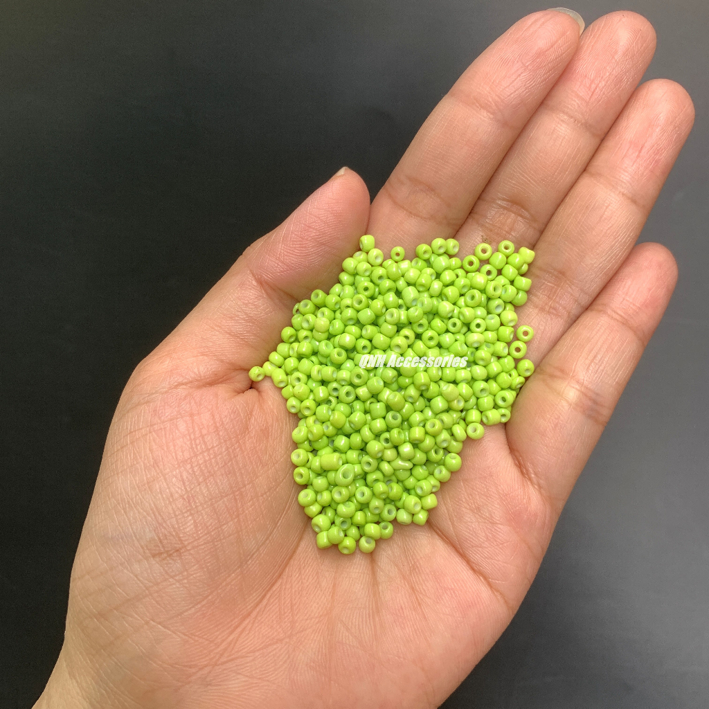 10g Hạt cườm thủy tinh 3mm màu đục  dùng làm vòng tay, vòng cổ, trang sức diy