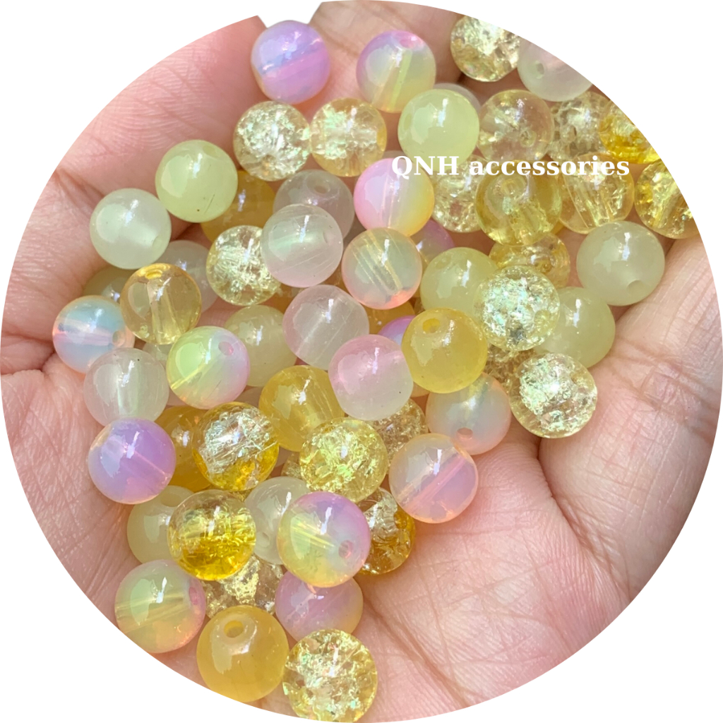 Set 25 hạt đá 8mm mix màu xỏ vòng tay thời trang