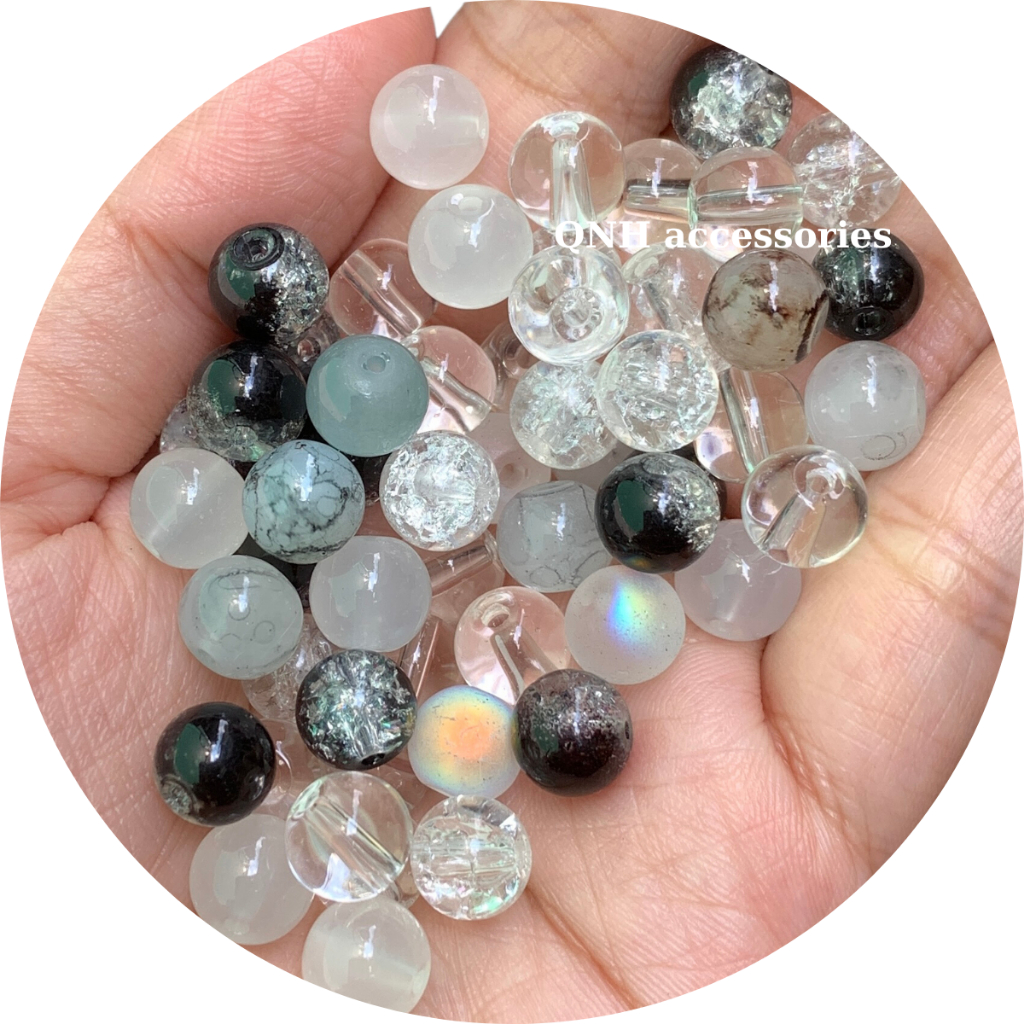 Set 25 hạt đá 8mm mix màu xỏ vòng tay thời trang