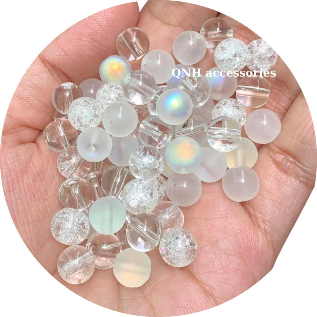 Set 25 hạt đá 8mm mix màu xỏ vòng tay thời trang