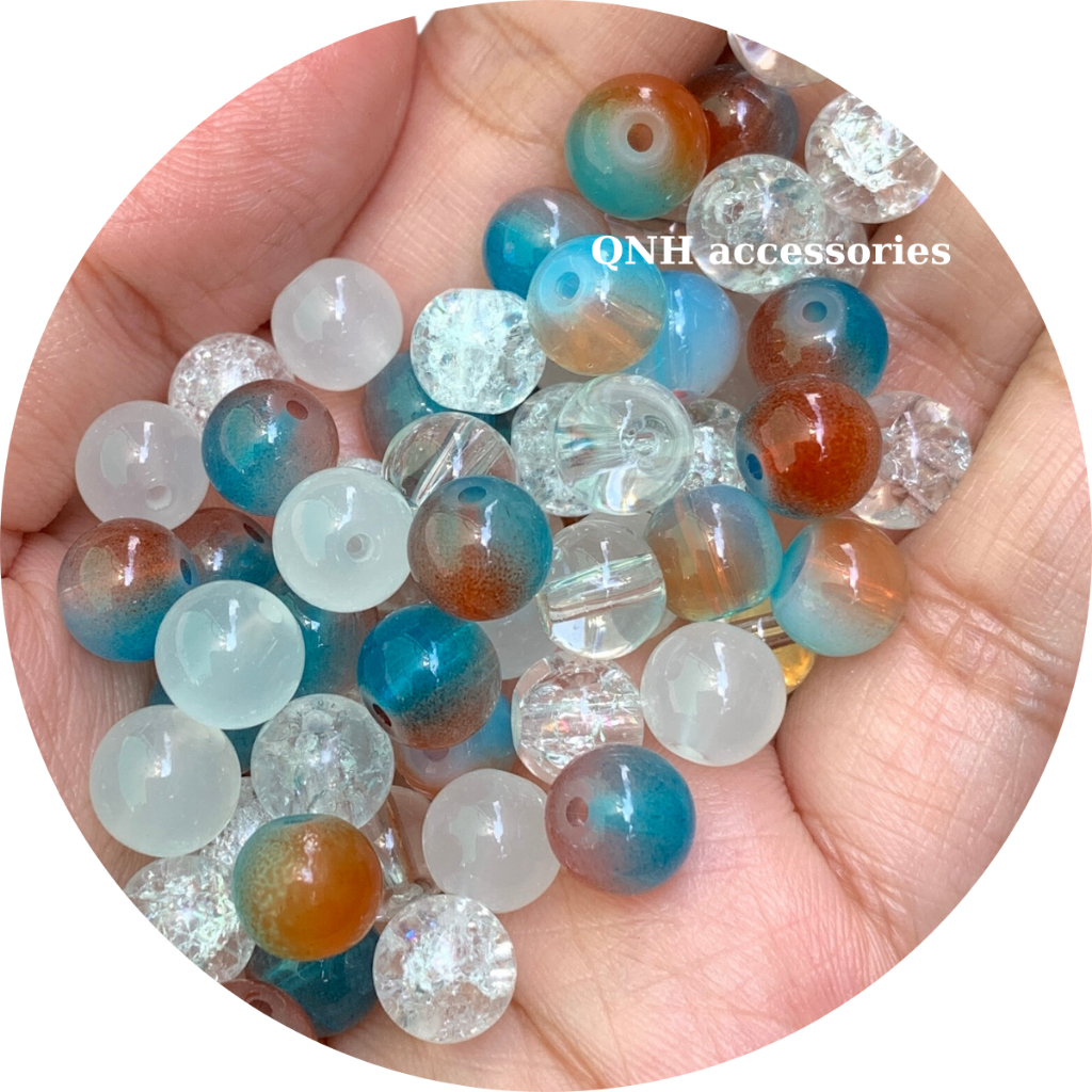 Set 25 hạt đá 8mm mix màu xỏ vòng tay thời trang