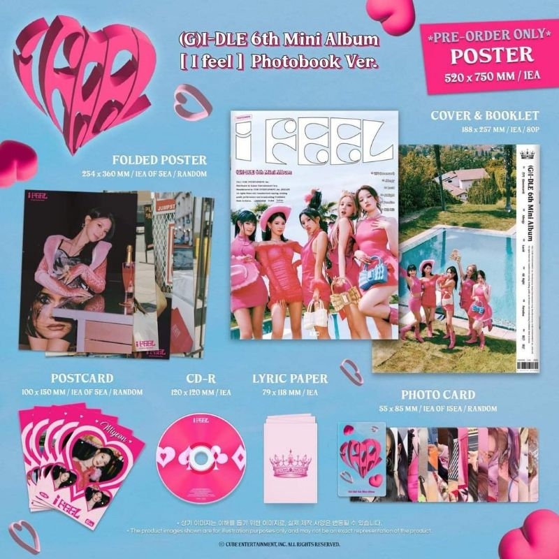 Bộ ảnh gidle album i feel photobook jewel case poca i-dle photocard id pola yuqi miyeon shuhua soyeon minnie