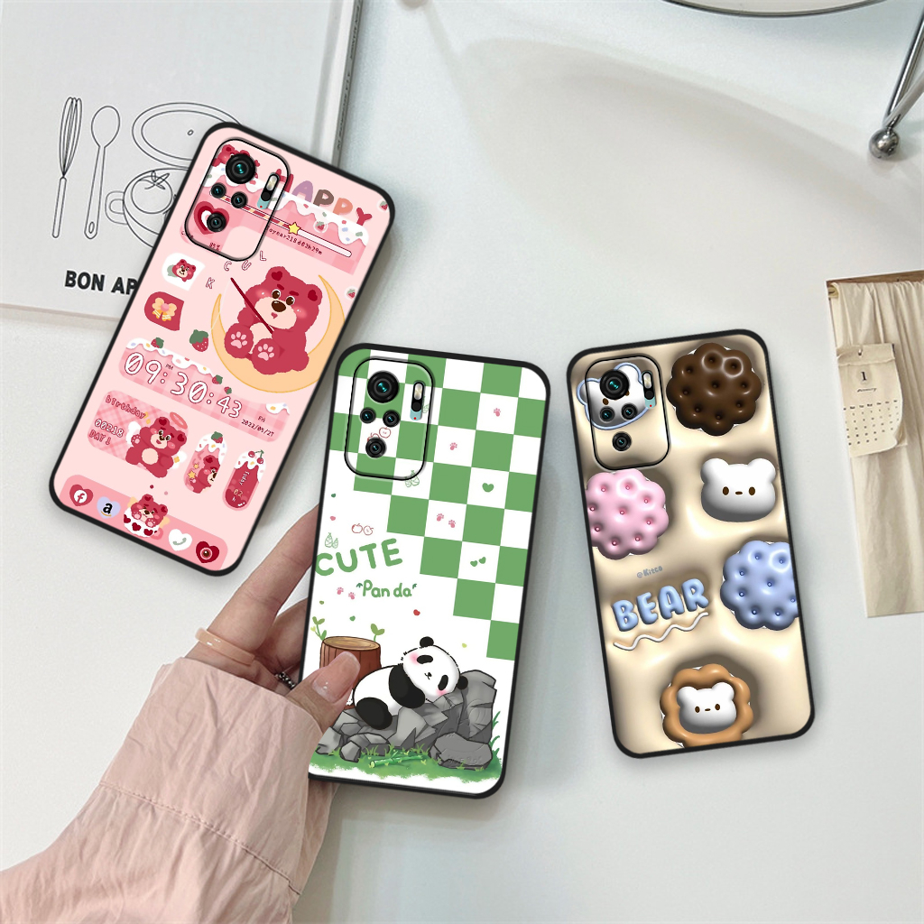 Ốp lưng Xiaomi Redmi Note 10 / Redmi Note 10S / Note 10 5G / Note 10 Pro in hình gấu dâu Lotso, gấu nâu dễ thương