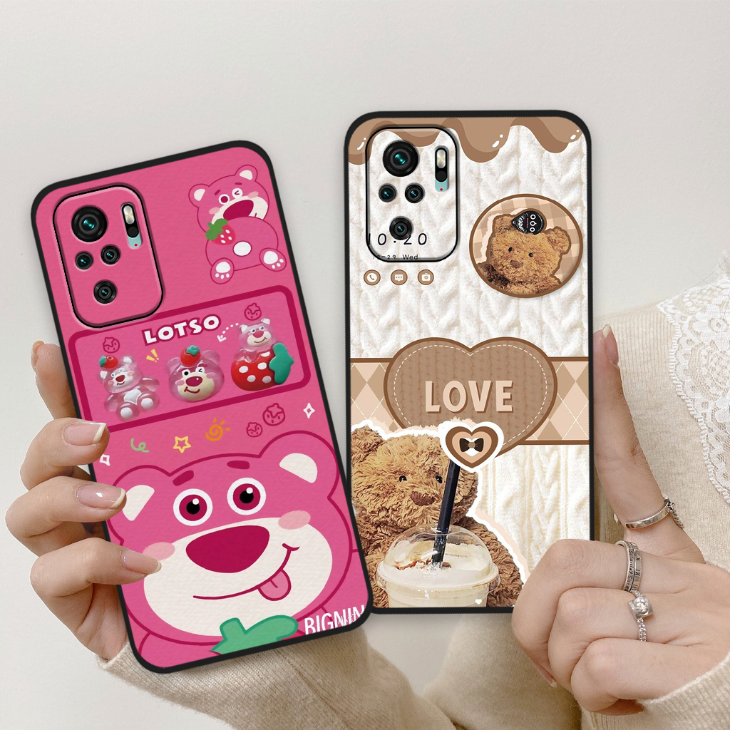 Ốp lưng Xiaomi Redmi Note 10 / Redmi Note 10S / Note 10 5G / Note 10 Pro in hình gấu dâu Lotso, gấu nâu dễ thương