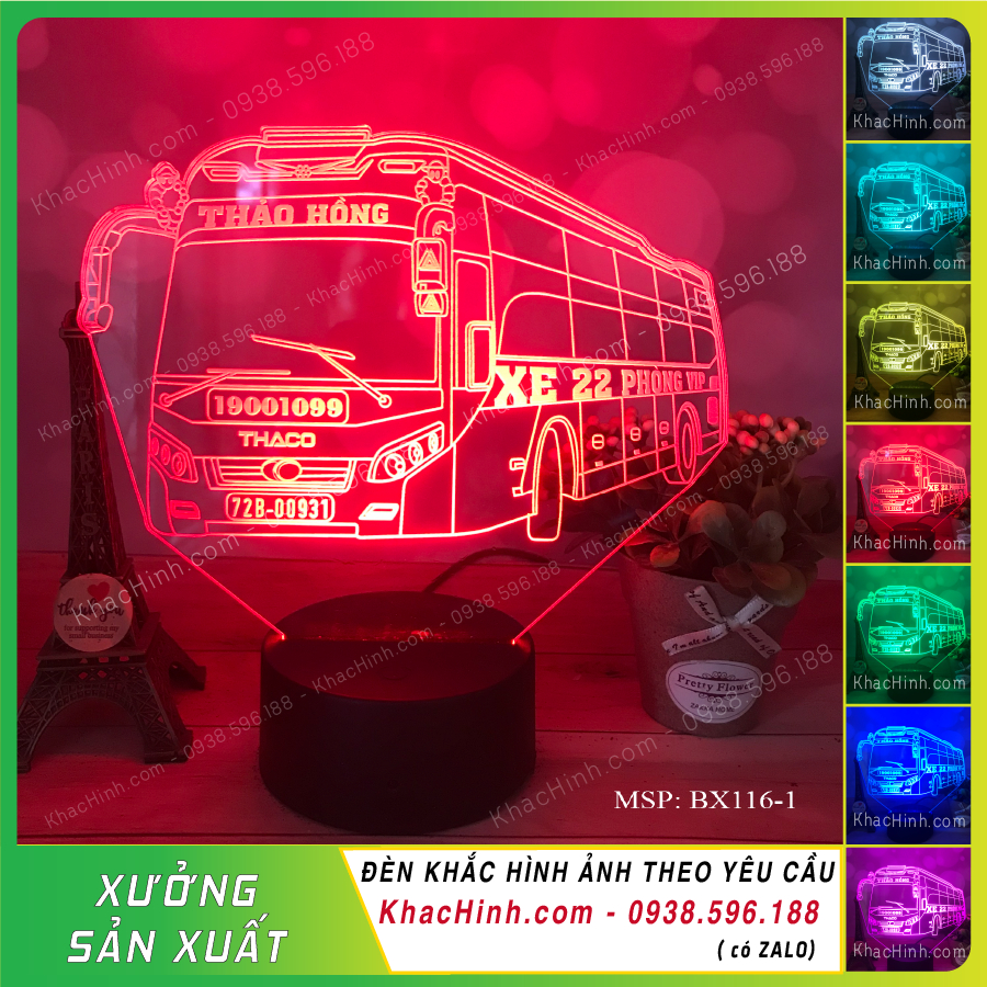 Đèn mô hình xe Thaco Mobihome, xe giường nằm VIP, đèn trang trí táp lô xe ô tô, táp lô xe khách, xe tải, khachinh.com