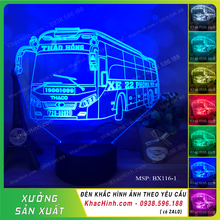 Đèn mô hình xe Thaco Mobihome, xe giường nằm VIP, đèn trang trí táp lô xe ô tô, táp lô xe khách, xe tải, khachinh.com