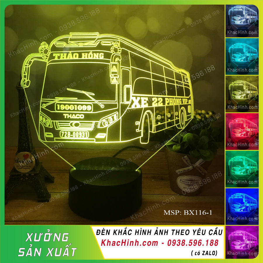 Đèn mô hình xe Thaco Mobihome, xe giường nằm VIP, đèn trang trí táp lô xe ô tô, táp lô xe khách, xe tải, khachinh.com