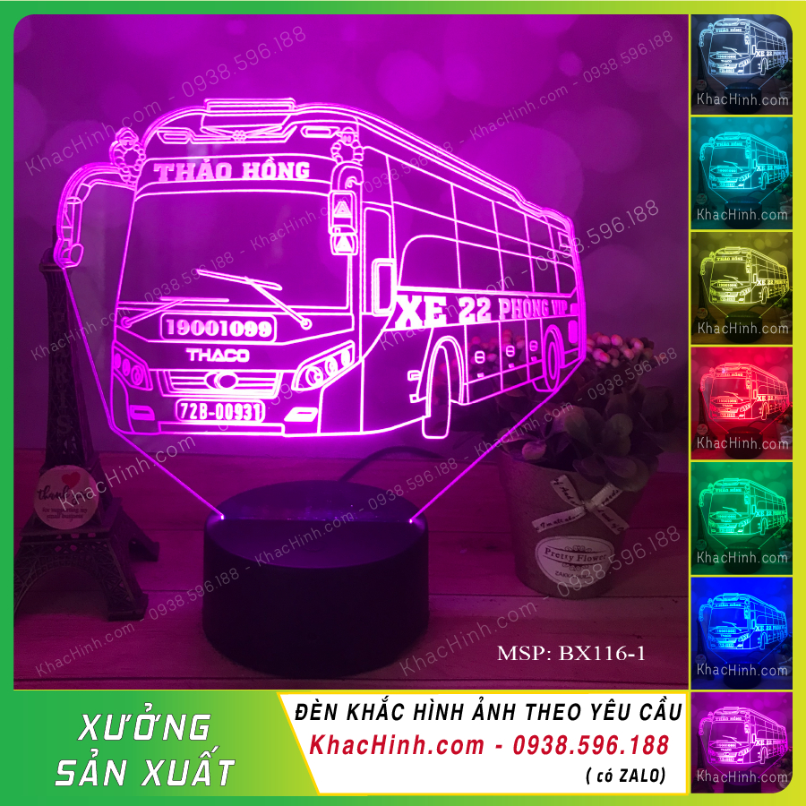 Đèn mô hình xe Thaco Mobihome, xe giường nằm VIP, đèn trang trí táp lô xe ô tô, táp lô xe khách, xe tải, khachinh.com