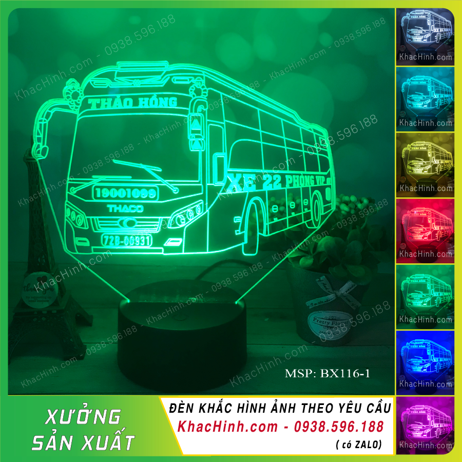 Đèn mô hình xe Thaco Mobihome, xe giường nằm VIP, đèn trang trí táp lô xe ô tô, táp lô xe khách, xe tải, khachinh.com