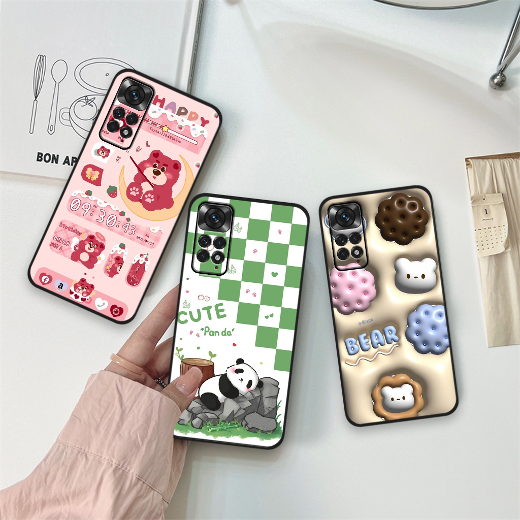 Ốp lưng Xiaomi Redmi Note 11 / Note 11 Pro / Note 11S / Note 11 5G in hình gấu dâu Lotso, gấu nâu dễ thương