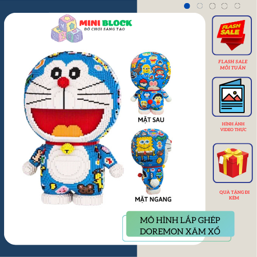 Mô Hình Lắp Ráp Doraemon Xăm Trổ Nhiều Màu Sắc 55cm Xinz Đồ chơi lắp ráp Doremon 55cm - Miniblocks