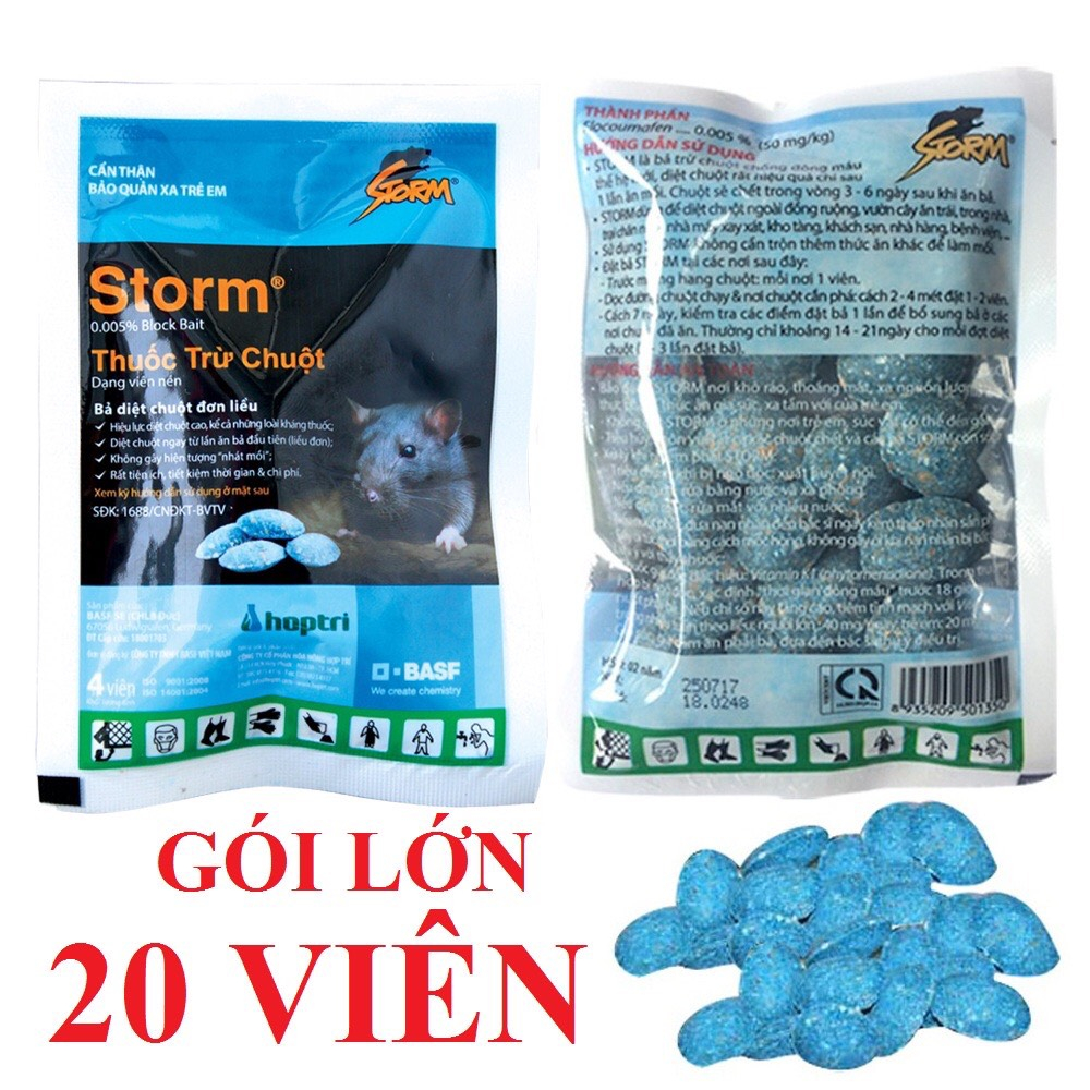 Thuốc Diệt Chuột Storm gói 20 viên EVA02 VietAu