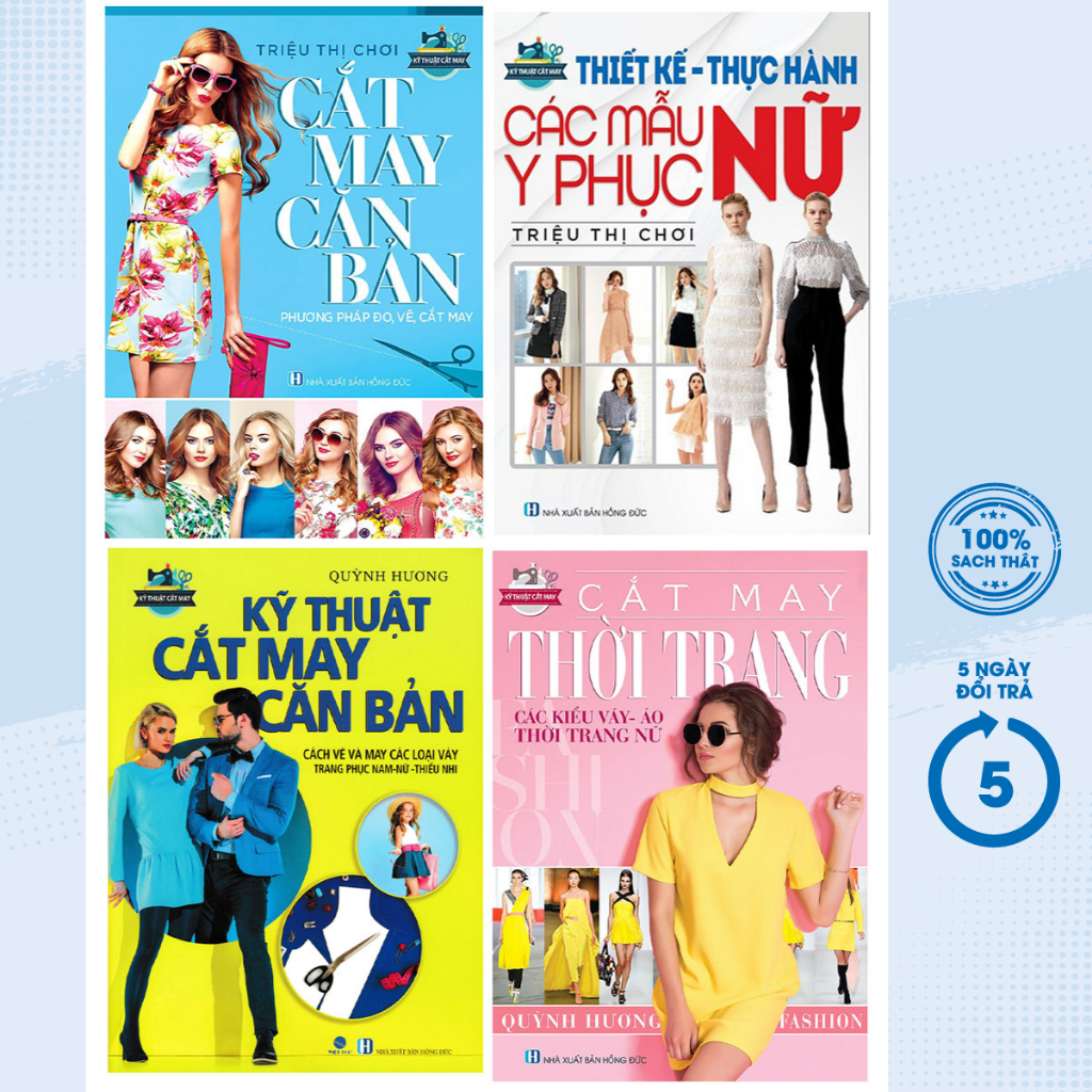 Sách - Cắt May Căn Bản -Kỹ Thuật Cắt May Căn Bản -Cắt May Thời Trang -Thiết Kế Thực Hành Các Mẫu Y Phục Nữ (4 Cuốn) - VT