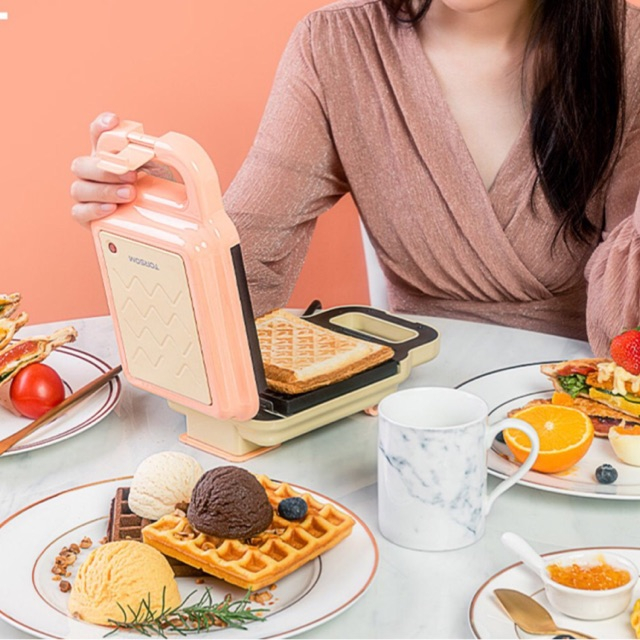 Máy Kẹp Bánh Mì Torsom, Yidpu 216s Hẹn Giờ,Làm Bánh Waffle,Sandwich, Máy Nướng Bánh Máy Làm Bánh Cho Bé| Bảo Hành 1Tháng