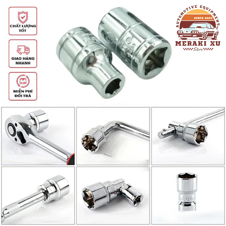 KHẨU - TUÝP ngắn đầu 1/2 inch, dùng cho tay vặn. Hàng KOURITSU (Nhật Bản), thép Cr-V siêu cứng, siêu bền [chính hãng]