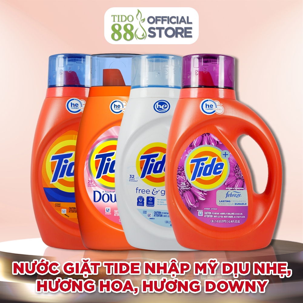 Nước giặt Tide nhập Mỹ dịu nhẹ, hương hoa, hương Downy, original chai 1.47 lít NPP Tido88