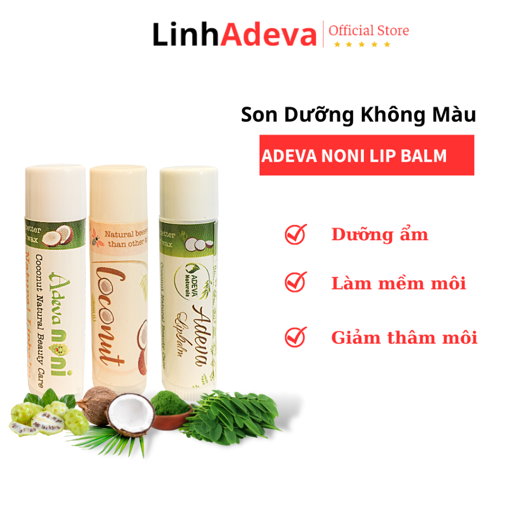 Son Dưỡng Không Màu ADEVA NONI Chiết Xuất Thiên Nhiên Khoáng Tự Nhiên Giúp Dưỡng Môi Giúp Môi Không Bị Bong Tróc 5gr