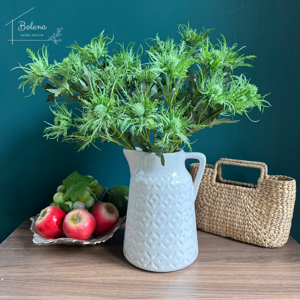 Hoa Giả - Hoa Cần gai xanh lá hoa nhựa PE cao cấp, cành dài 65cm trang trí nhà cửa, phòng khách, quán cafe