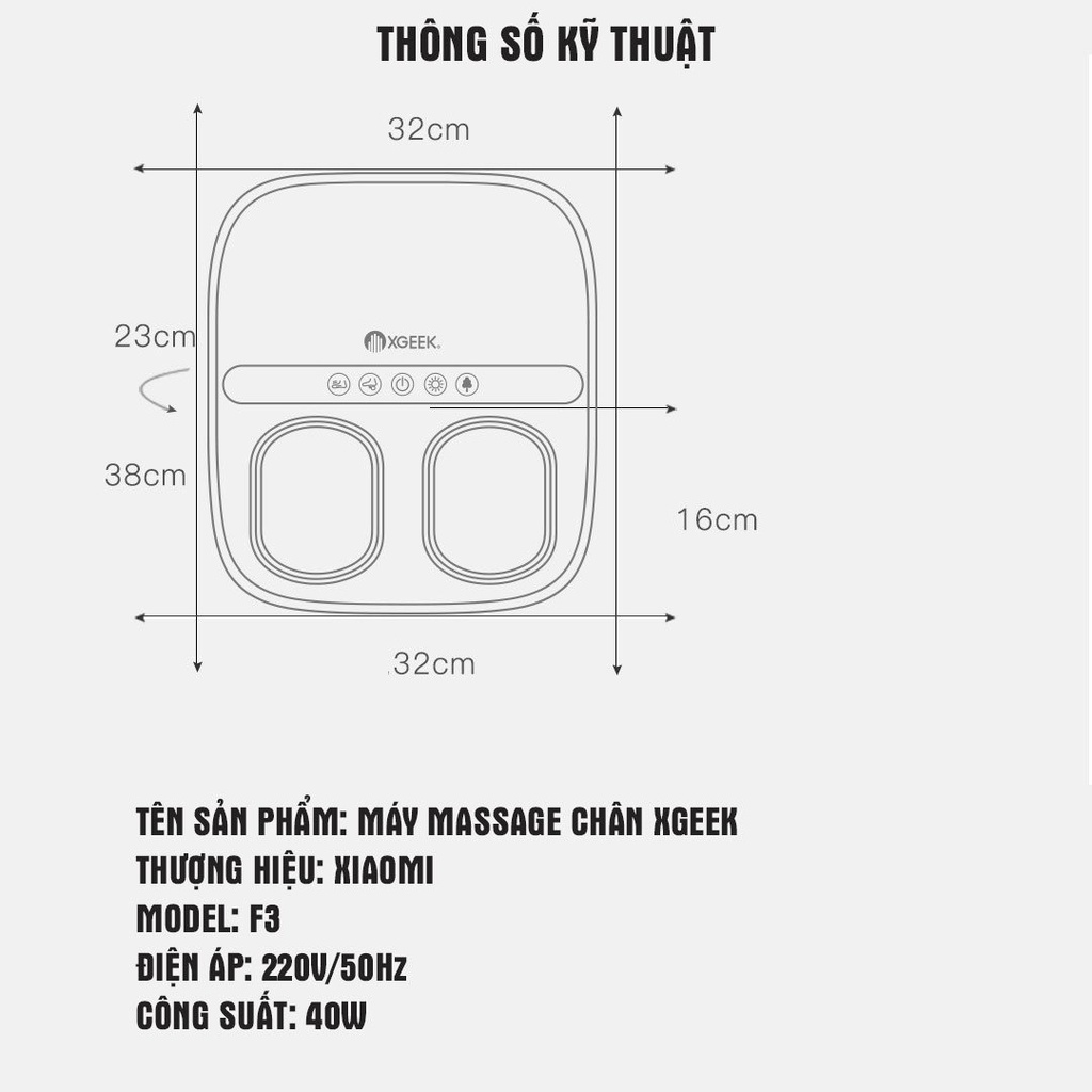 Máy massage chân Xiaomi, máy massage chân 360 độ, thư giãn, giảm mệt mỏi- Hàng chính hãng - BH 12 tháng