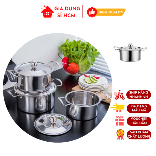 Combo 3 Nồi inox Có Nắp Đậy Có Thể Dùng Bếp Hồng Ngoại Bếp Ga....Chất Liệu Inox An Toàn Cho Sức Khỏe