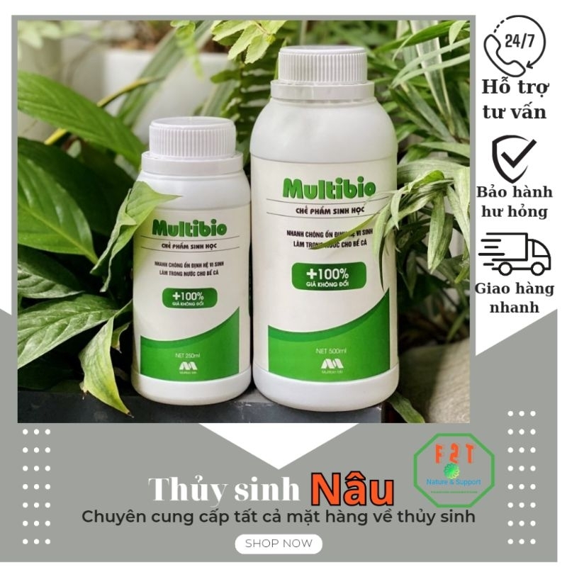 Vi sinh hồ cá MultiBio 125ml, 250ml, 500ml (có kèm quà tặng) giúp lọc nước hồ thủy sinh, hồ cá cảnh PK302