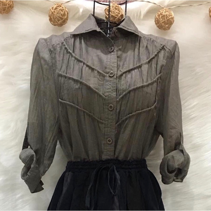 (#A69)Áo Sơ mi Voan tơ cao cấp 2 hand hiệu ALLUNETTE Size M L(#A69)