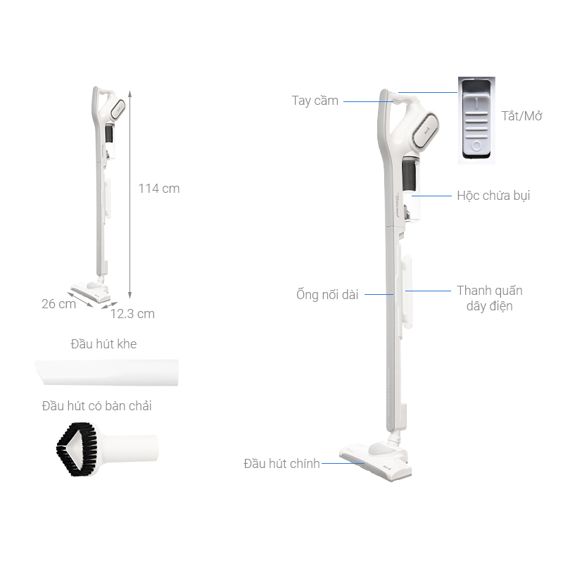 Máy hút bụi cầm tay Deerma DX118C  / DX700S Đen/ DX700 Trắng